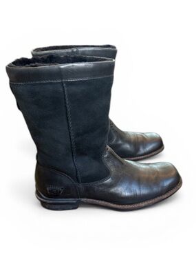 UGG Brookfield Leather & Sheepskin Mid Boots Women’s 6.5 Black
